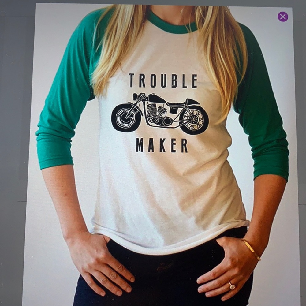 Trouble Maker Raglan Long Sleeve Tee - Green/White